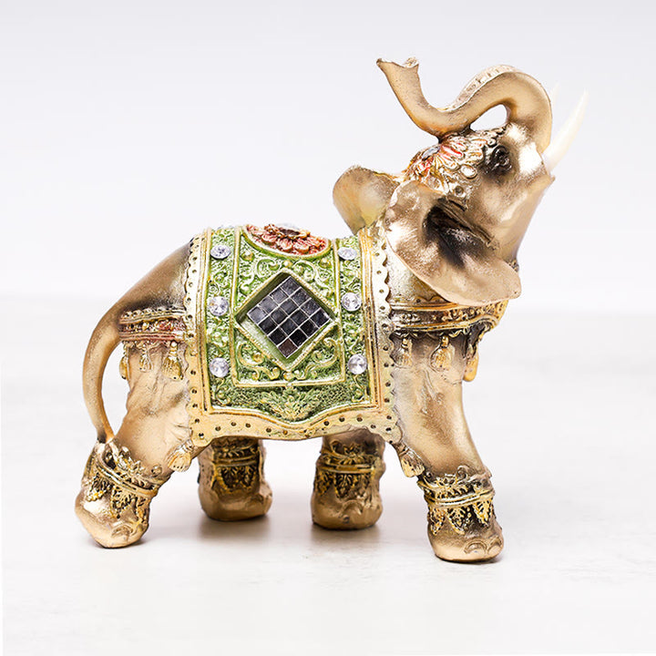 Lucky Feng Shui Green Elephant Statue Sculpture Wealth Figurine Gift Home Decoration