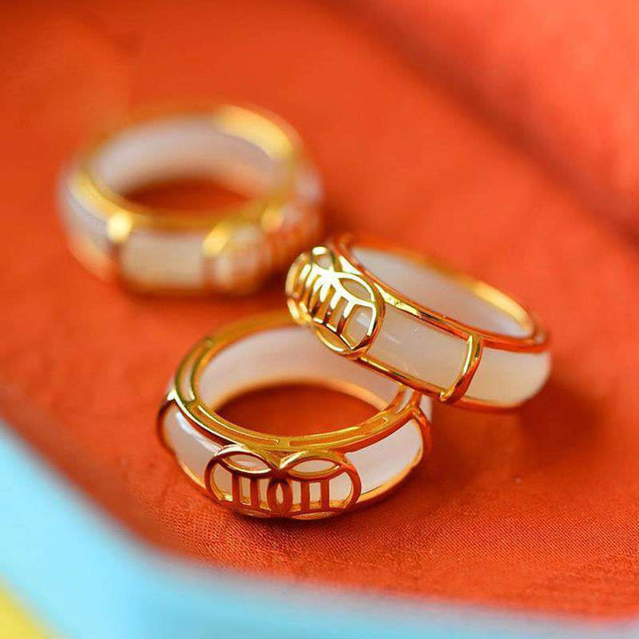White Jade Luck Ring Necklace