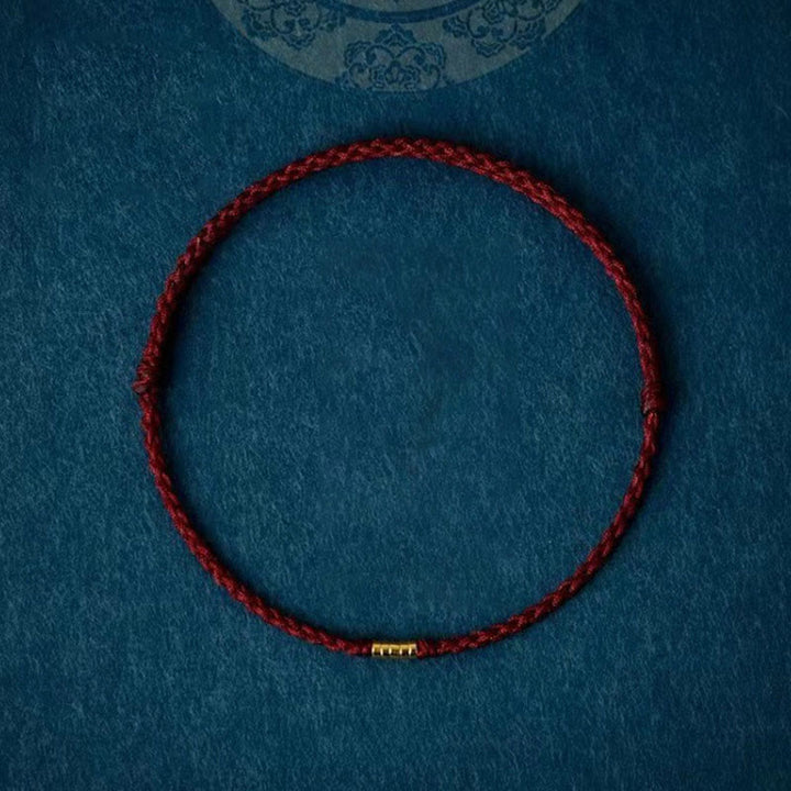 925 Sterling Silver Lucky Golden Bead Braided String Bracelet Anklet